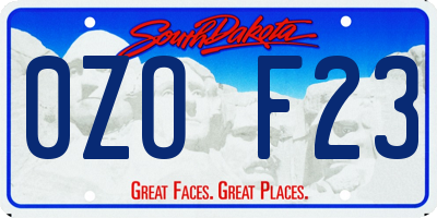 SD license plate 0ZOF23