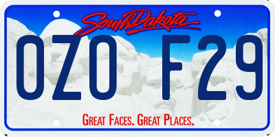 SD license plate 0ZOF29
