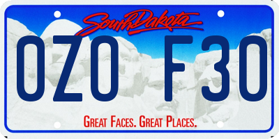 SD license plate 0ZOF30