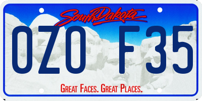 SD license plate 0ZOF35