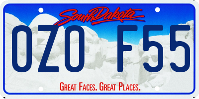 SD license plate 0ZOF55