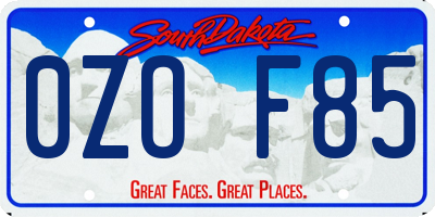 SD license plate 0ZOF85