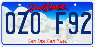 SD license plate 0ZOF92