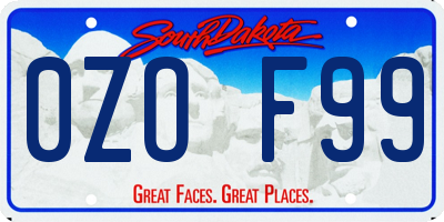 SD license plate 0ZOF99
