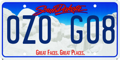 SD license plate 0ZOG08
