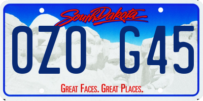SD license plate 0ZOG45