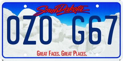 SD license plate 0ZOG67