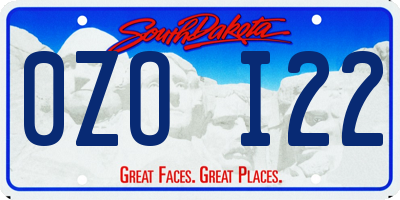 SD license plate 0ZOI22