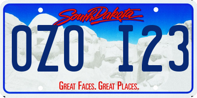 SD license plate 0ZOI23
