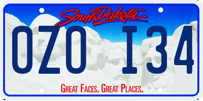 SD license plate 0ZOI34