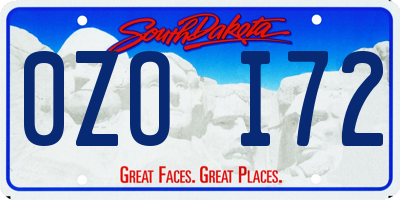SD license plate 0ZOI72