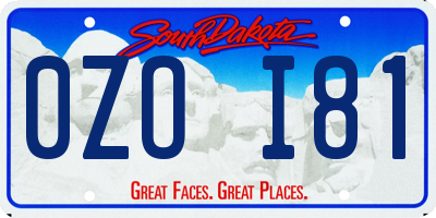 SD license plate 0ZOI81