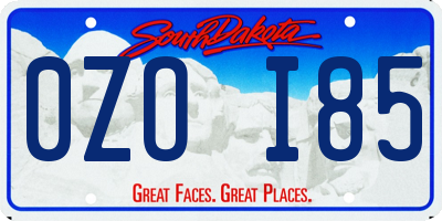 SD license plate 0ZOI85