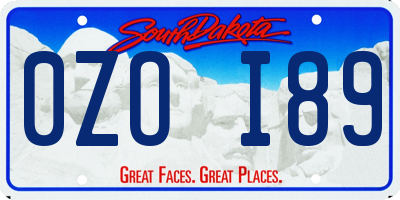 SD license plate 0ZOI89