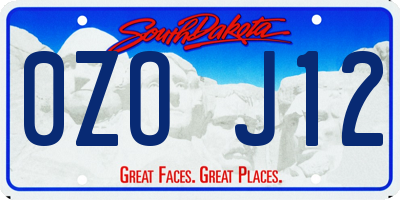 SD license plate 0ZOJ12