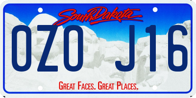 SD license plate 0ZOJ16