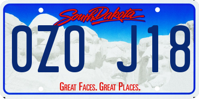 SD license plate 0ZOJ18