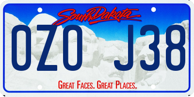 SD license plate 0ZOJ38