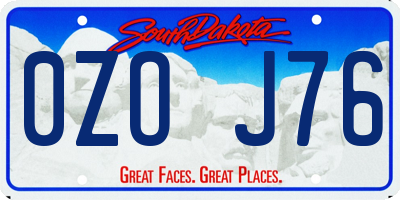 SD license plate 0ZOJ76