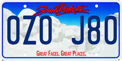 SD license plate 0ZOJ80