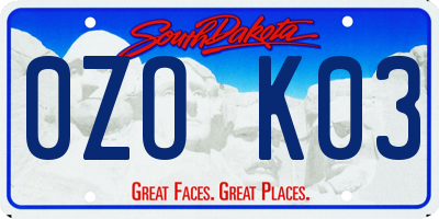 SD license plate 0ZOK03