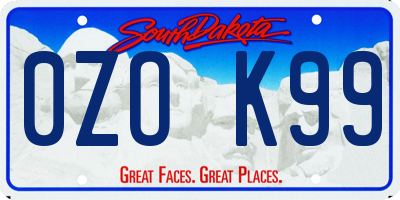 SD license plate 0ZOK99