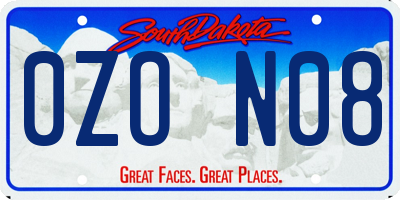SD license plate 0ZON08