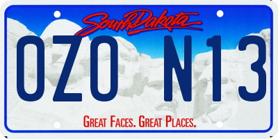 SD license plate 0ZON13