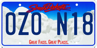 SD license plate 0ZON18