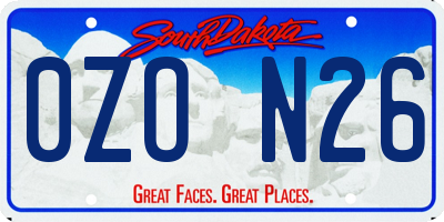 SD license plate 0ZON26