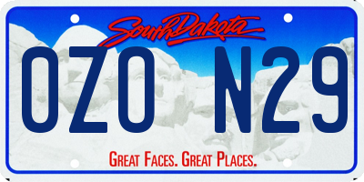 SD license plate 0ZON29