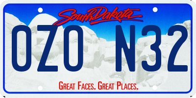 SD license plate 0ZON32