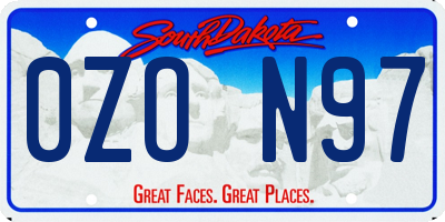 SD license plate 0ZON97