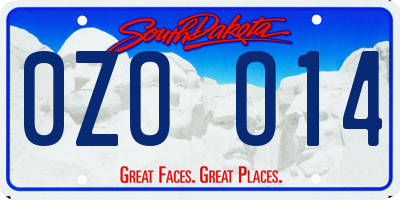 SD license plate 0ZOO14