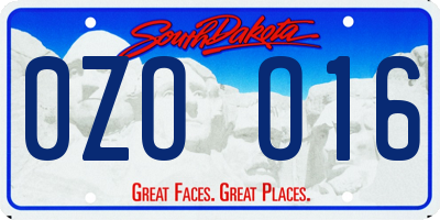 SD license plate 0ZOO16