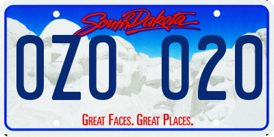 SD license plate 0ZOO20
