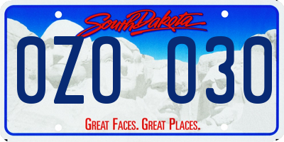 SD license plate 0ZOO30