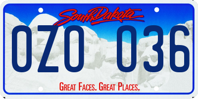 SD license plate 0ZOO36