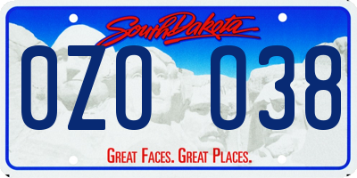 SD license plate 0ZOO38