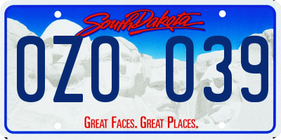 SD license plate 0ZOO39