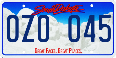 SD license plate 0ZOO45