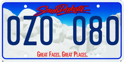 SD license plate 0ZOO80