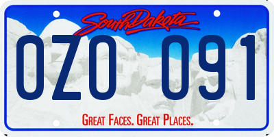 SD license plate 0ZOO91
