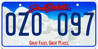 SD license plate 0ZOO97