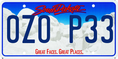 SD license plate 0ZOP33