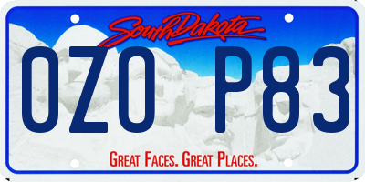 SD license plate 0ZOP83