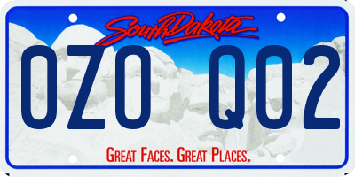SD license plate 0ZOQ02