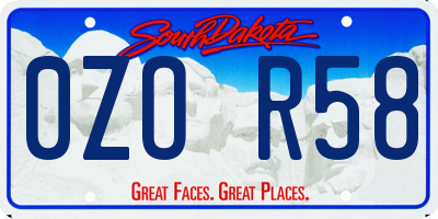 SD license plate 0ZOR58