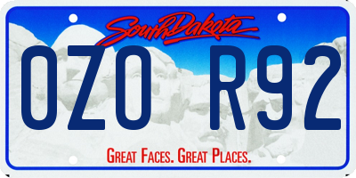 SD license plate 0ZOR92