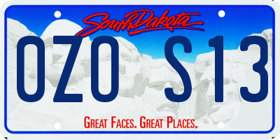 SD license plate 0ZOS13